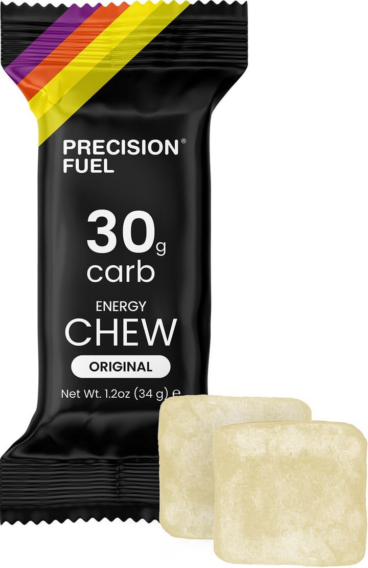 Precision Fuel 30 Energy Chews - High Carb,Lightweight Snack for Endurance Sports,30G Carbs per Serving,Ideal for Running & Cycling,No Artificial Ingredients - Original and Mint Lemon (4 X 34G Chews)