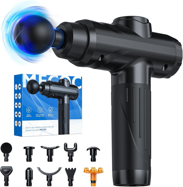 Massage Gun, Deep Tissue Percussion Massager for Pain Relief, Super Quiet Portable Body Relaxation Electric Muscle Massage Gun with 12 Attachment 30 Speed