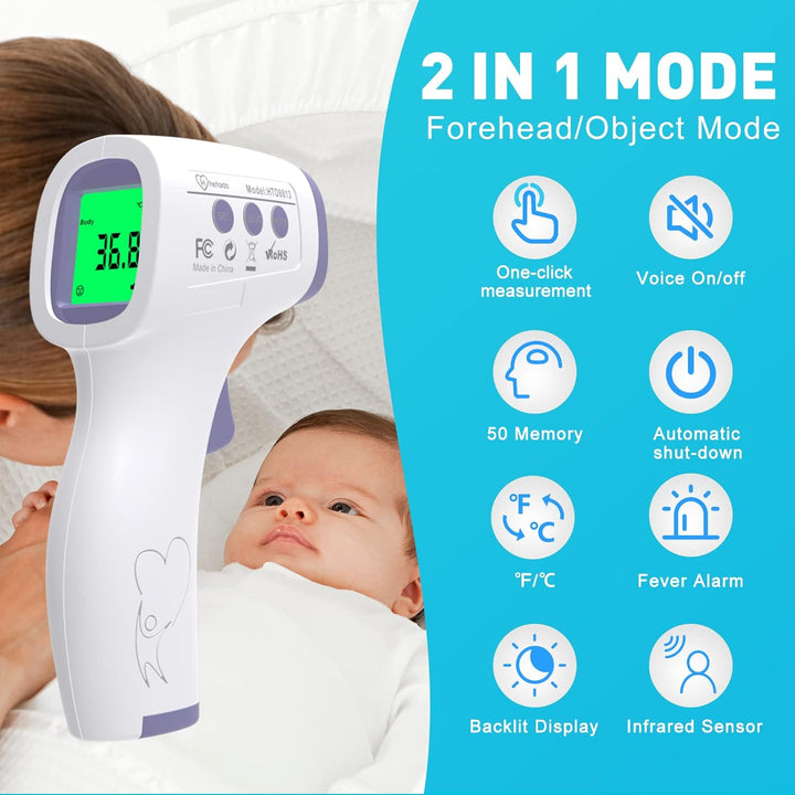 Forehead Thermometer for Adults and Children, Non Contact Digital Infrared Thermometer for Kids, No Touch Temperature Gun Baby Body Thermometers with Instant Accurate Reading and Fever Alarm