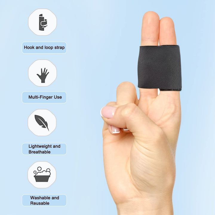 Finger Splint, Breathable Finger Buddy Wraps Finger Sleeve Support Adjustable Elastic Finger Brace Sports Aid for Arthritis Trigger Finger Finger Pain Relief and Sport Injuries - Black/M