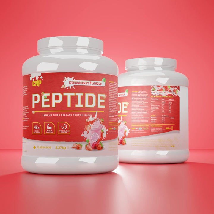 Peptide, High Protein 48G Premium Timed Release Protein Blend, Micellar Casein, Digestive Enzymes, 2.2Kg, 6 Flavours Available (Strawberry) Casein protein, Slow-digesting protein, Protein supplement, Protein powder, Muscle recovery protein, Fitness protei