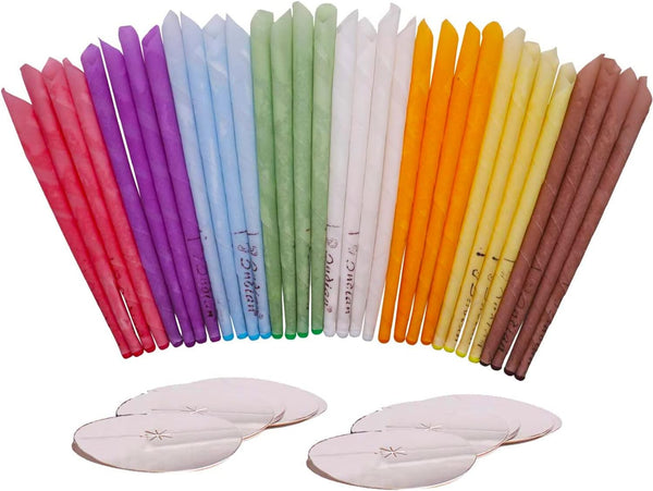 32Pcs Ear Candle for Aromatherapy, Natural Pure Beeswax Ear Candle Remove Ear Wax, with 16 Protective Disks