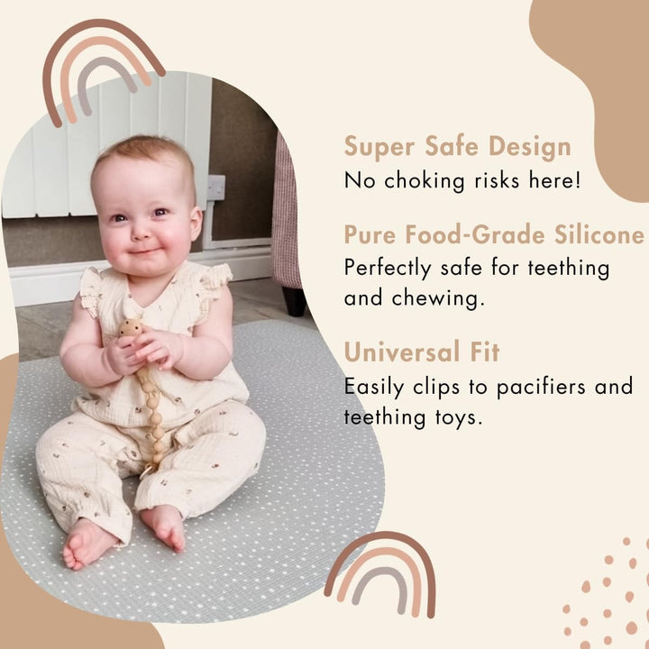 Baby Dummy Clip Girls - 2 Pcs Pacifier Clips and Soother Clips - Silicone Dummy Holder & One-Piece Soother Chains for Babies & Newborns