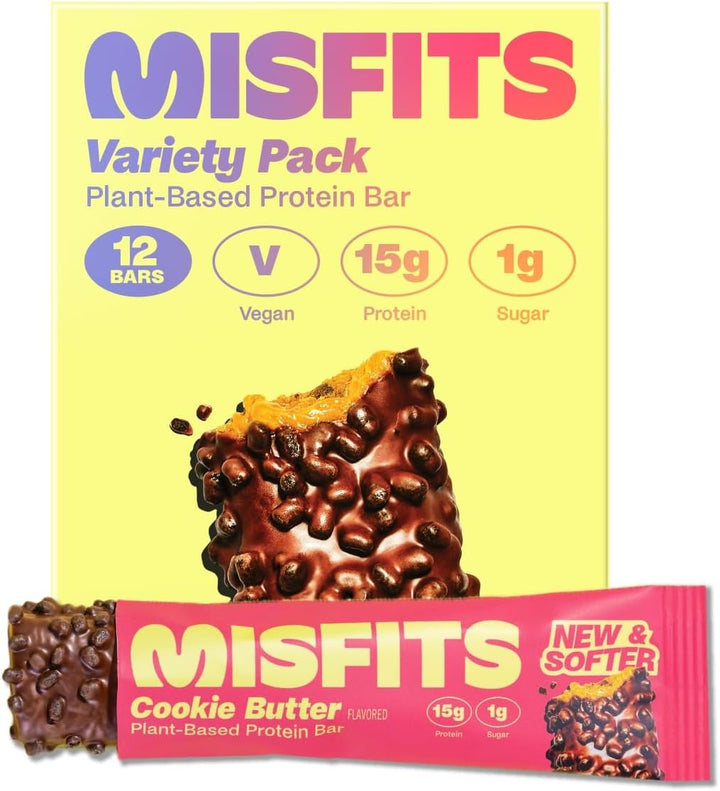 Vegan Protein Bars - Updated Recipe | Low Sugar & Carb, High Fibre Snacks | Variety Pack of 12 (4 Flavours)