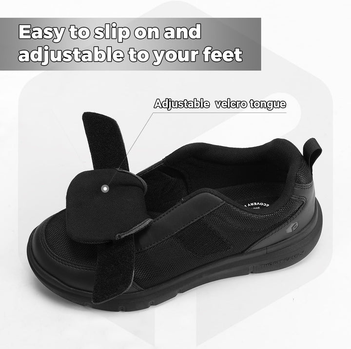 Mens Extra Wide Fit Diabetic Shoes with Adjustable Strap Breathable Walking Shoes for Swollen Feet - Easytop Strapease V4