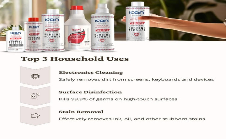 Isopropyl Rubbing Alcohol 99.9% First Aid Antiseptic Disinfectant 50Ml Travel Size