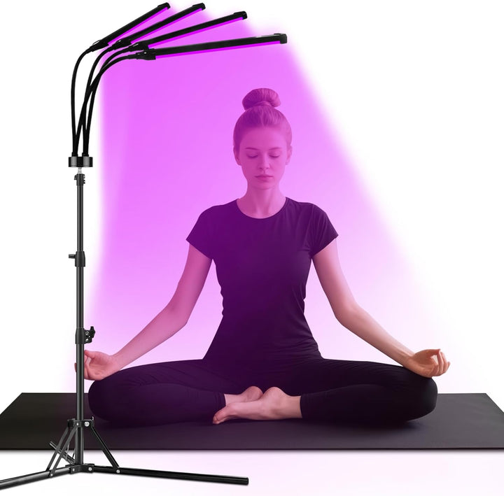 32W Red Lights,  660Nm & 850Nm Infrared Lamp with 5 Brightness Adjustable & 10/20/30 Timer, Red & Infrared Light Lamp with Stand for Home