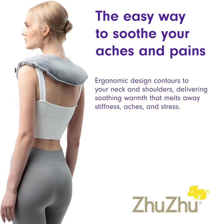 Lavender Neck Warmer Grey Wheat Bag Microwavable Neck & Shoulder Heat Pad for Pain Relief – Natural Lavender Wheat Bag Heated Pillow – Heat Pack for Tension Relief