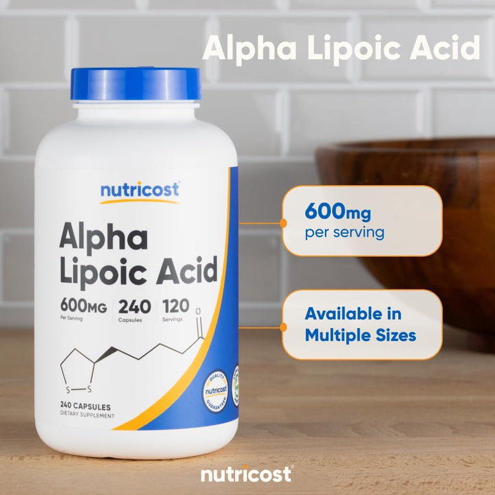 Alpha Lipoic Acid 600Mg per Serving, 240 Capsules - Gluten Free, Vegetarian Capsules, Soy Free & Non-Gmo