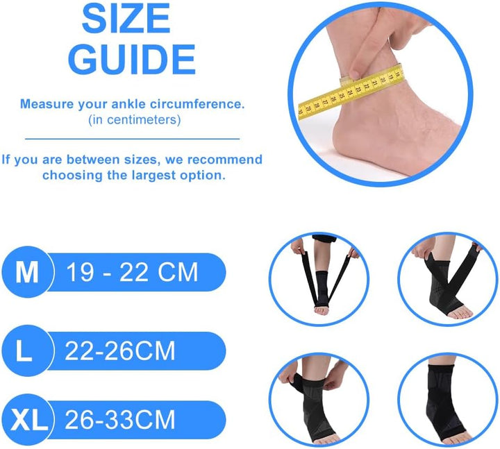 Ankle Brace, 2 Pack Ankle Support for Ligament Damage and Sprained Ankle, Achilles Tendonitis Support, Plantar Fasciitis Support Strap for Heel Pain Relief, Ankle Support Brace for Women & Men