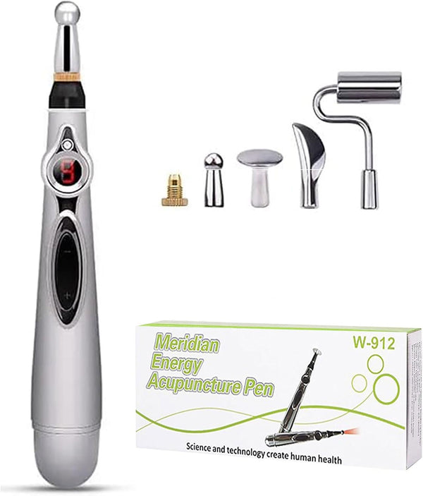 Acupuncture Pen, Electronic Acupuncture Pen, 5 in 1 Electronic Massage Pen, Acupuncture Machine Meridian Pen for Muscle Healing, Pain Relief (Battery Not Included)
