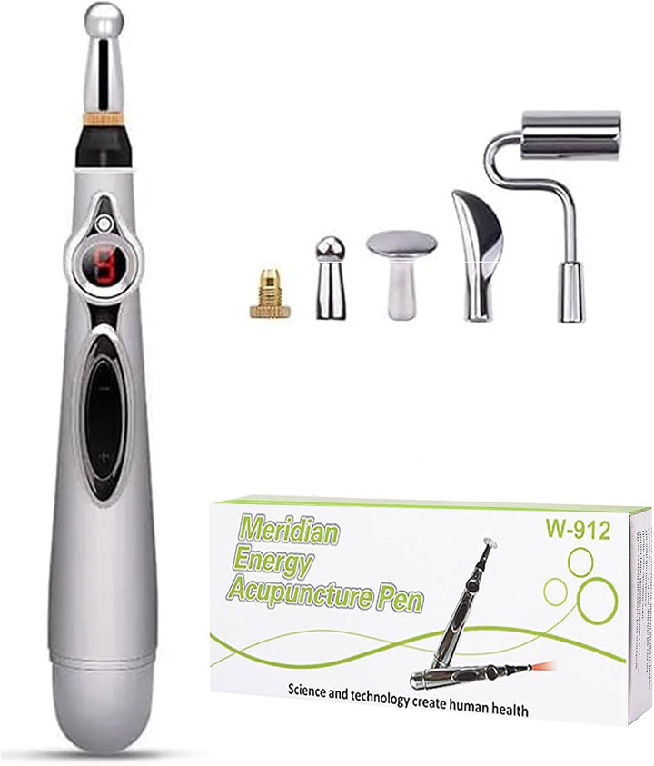 Acupuncture Pen, Electronic Acupuncture Pen, 5 in 1 Electronic Massage Pen, Acupuncture Machine Meridian Pen for Muscle Healing, Pain Relief (Battery Not Included)