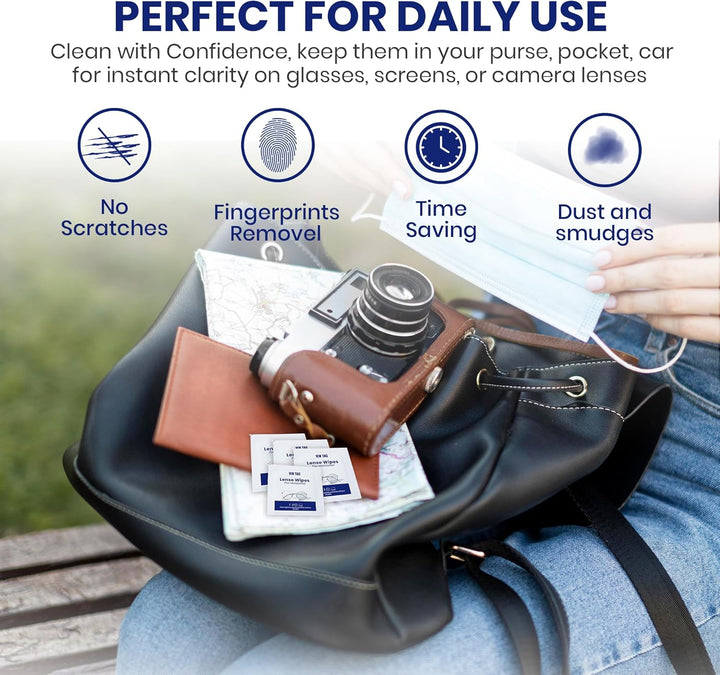 200 Premium Glasses Cleaner Wipes, Individually Wrapped Streak-Free Lens Wipes for Glasses & Quick Drying Spectacle Wipe for Phones, Laptops, Tablets, TV & Cameras – Bulk Pack 5.5" X 4.7"