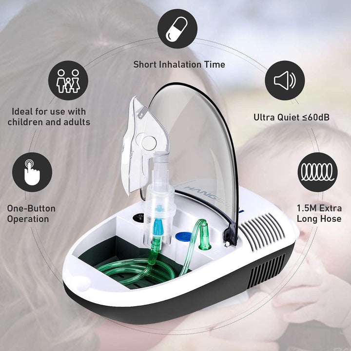 Nebuliser Machine for Adults and Kids Compressor Nebulizer Compact Inhaler CN680 with Portable Design and Built-In Storage Box for Home Use