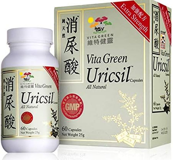 Urinary Uric Acid Herbal Supplement, Natural Cleanse Supplements, Extra Strength Uricsil Kidney Support Medicine, Purine Control Treatment, Promote Healthy Level - 60 Capsules
