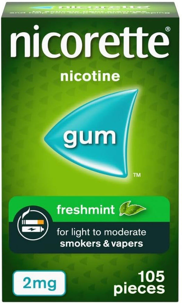Freshmint 2Mg Gum (105 Pieces), Discreet Stop Smoking and Stop Vaping Aid to Help You Quit for Good, Tackle Cravings and Withdrawal Symptoms, Freshmint Nicotine Gum (Quit Smoking or Vaping)