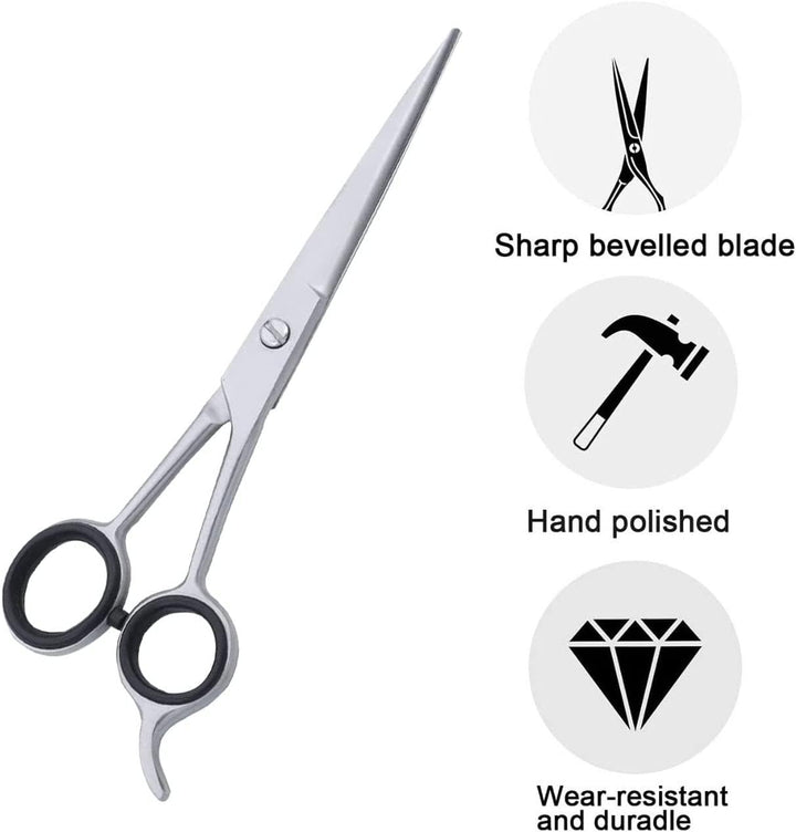 Professional Hairdressing Scissors, Stainless Steel Barber Scissors for Men, Women & Kids, Razor Sharp Hair Scissor for Hair Styling Salon and Home Use (Silver, 5.5")