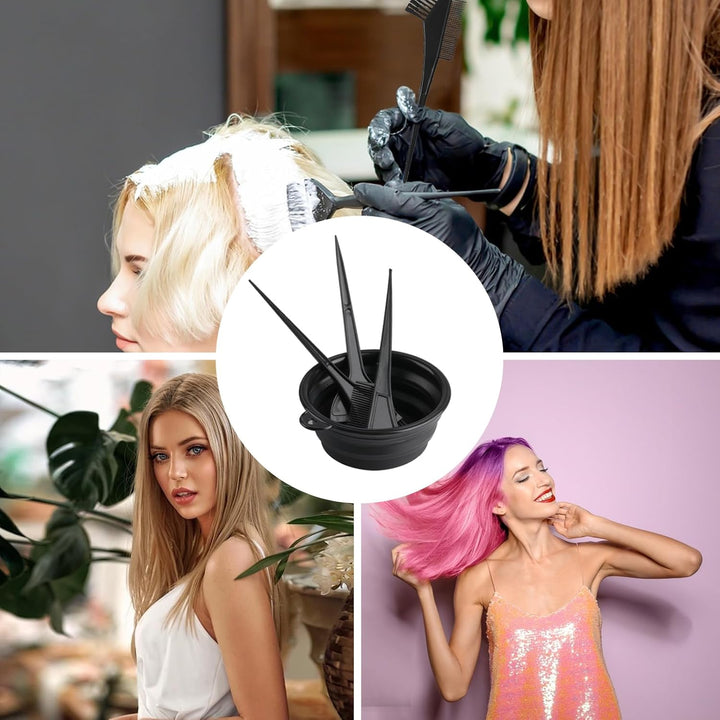 10 Pcs Hair Dye Coloring Set Colouring Kit, DIY Beauty Salon Hair Dye Bleaching Tools Kit, Including Brush, Mixing Bowl, Ear Cover, Shawl, Gloves, Clips
