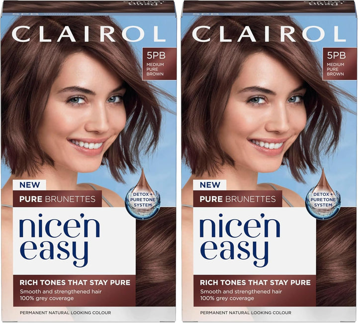 Nice N’ Easy Pure Brunettes Hair Colour | Pure and Rich Brown Tones | Smooth, Natural Hair Colour | with Pre-Colour Serum | 100% Grey Coverage | 6.5PB Lightest Latte Brown| Permanent Hair Dye