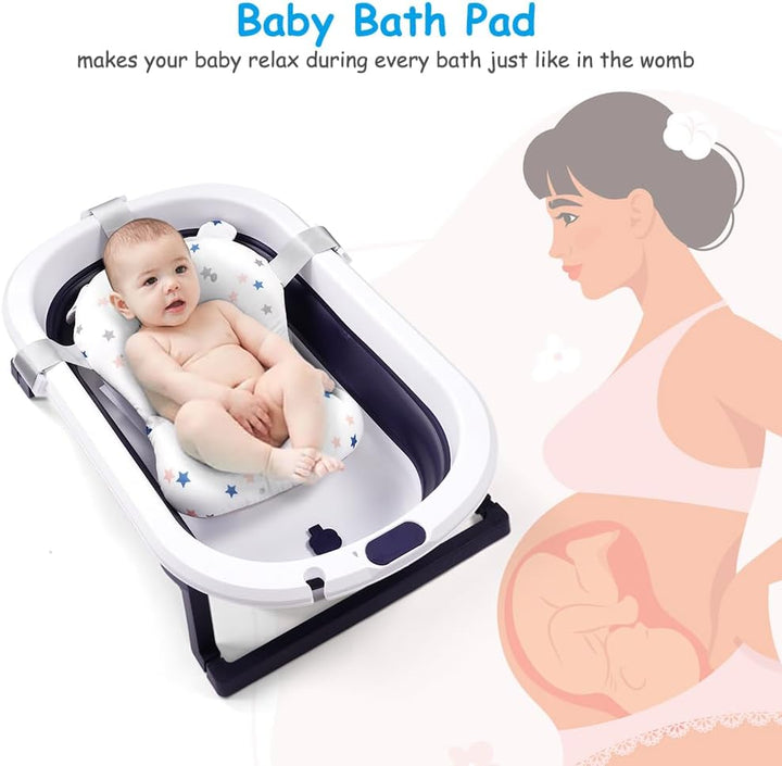 Newborn Baby Bath Seat Support and Pad - Non Slip Bathtub Net, Adjustable Cushion for 0-3 Years