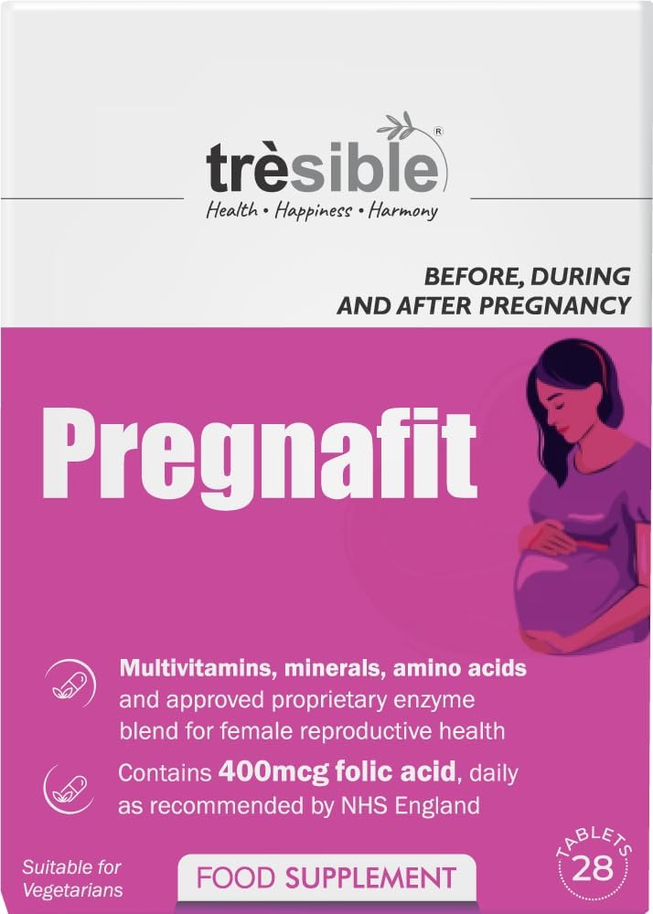 Trèsible Women'S Prenatal Pregnancy and Postnatal Supplements | Pregnafit 84 Tablets | Coq10, Folic Acid, Vitamin D, Zinc | Vegetarian, Gluten Free, Halal | Pack of 3 (28 Tabs per Pack) (3)