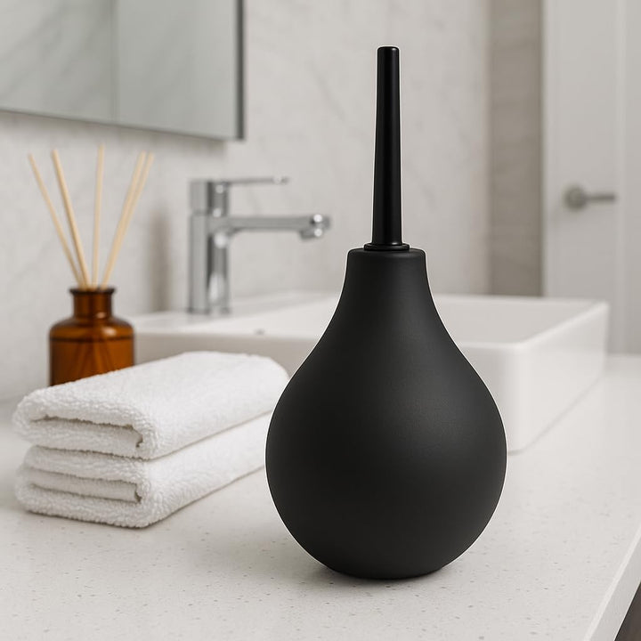 Enema Bulb 224Ml for Men and Women - Reusable Colon Cleansing Douche for Constipation - UKCA, CE & FDA Certified - Includes 2 Slim Nozzles (1 Soft, 1 Hard)