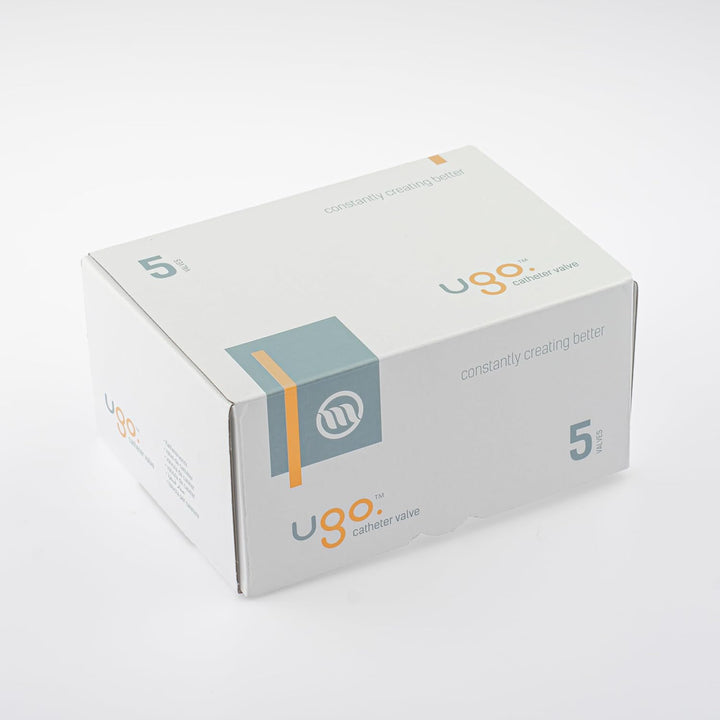 Ugo Catheter Valve - Urine Drainage Catheter Valves, Comfortable Easy to Use Lever Tap with Smooth Edges and Soft Silicone Tubing - an Effective Alternative to Leg Bags (Pack of 5)