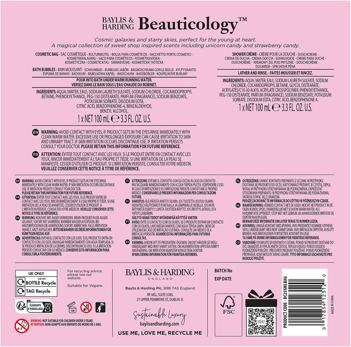 Beauticology Cosmic Unicorn Beauty Bag Gift Set - Vegan Friendly