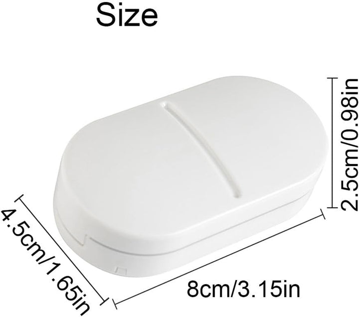 Pill Cutter Travel Portable Tablet Cutter with Blade and Storage Compartment，Pill Box Organiser, Small or Large Pills Cut in Half Quarter for Pills Tablets (White)