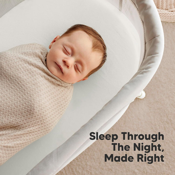 2-Pack Organic Bassinet Sheets for Girls, Boys - 100% Cotton Bassinet Mattress Sheets Compatible with Halo Bassinest Swivel Sleeper, Graco, Baby Delight, Chicco, Unisex Fitted Bassinet Sheets (Sage)