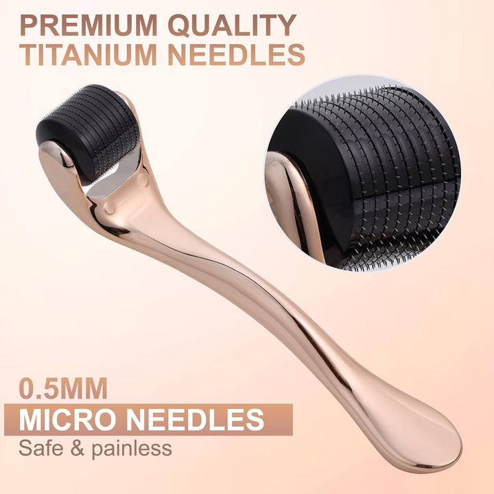 Derma Roller Microneedle Roller for Face 0.5Mm Needle 540 Micro Needle Roller Skin Care for Wrinkles, Stretch Marks, Acne Spot, Hair Loss, Beard Roller Hair Growth Kit with Case for Men Women
