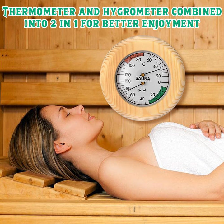2 in 1 Sauna Thermometer Hygrometer, Wood Sauna Thermo-Hygrometer, 2 in 1 Wood Sauna Thermometer Hygrometer, Wooden High Accuracy Sauna Accessories for Sauna Room Steam Room