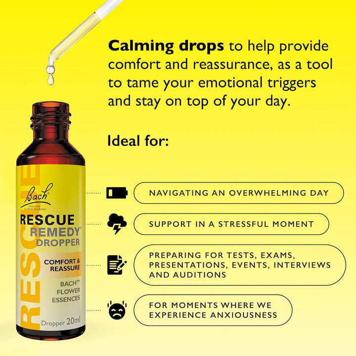 Remedy Dropper | Daily Support for Stressful Moments |  Original Flower Essences | Easy-To-Use 20Ml Dropper