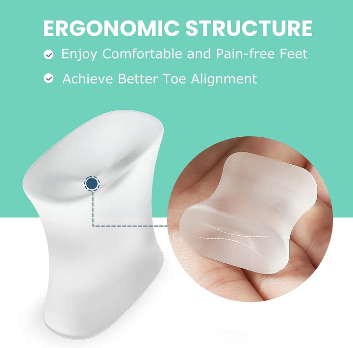 Gel Toe Separators and Bunion Toe Spacers - 12 Pack Toe Spacers with Aloe Vera Extract Infused - Silicone Bunion Corrector for Curled Toes and Overlapping Toes, Calluse