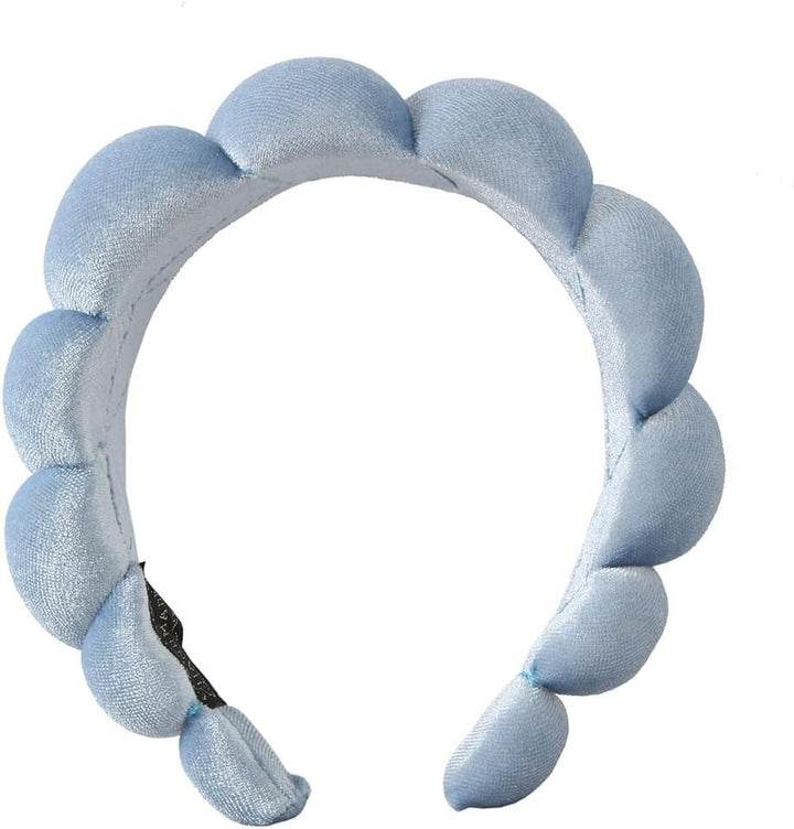 Puffy Makeup Headband Spa Headbands for Women Sponge & Terry Towel Cloth Fabric Cute Skincare Headband for Face Washing, Makeup Removal, Shower, Facial Mask (Pink)