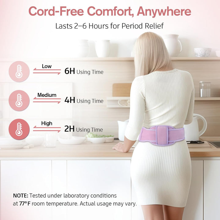 Portable Belly and Back Heat Pad for Period Cramps Pain Relief, Cordless Dual-Zone Menstrual Abdomen Waist Belt, with 5000Mah Battery, 3 Timer 3 Heat, Best Gifts for Women Girls(No Massage)