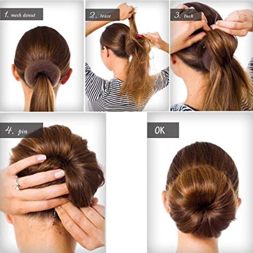 2-Piece Extra Large Size Hair Bun Donut Maker, Ring Style Chignon Buns Maker (4.3 In. for Thick & Long Hair) - Brown