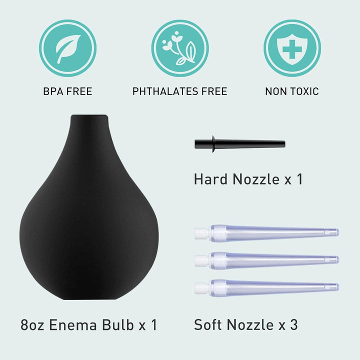 Non-Toxic Silicone Enema Bulb Kit, Home Enema Kit, Douche Medical Clean Enema Bulb 220Ml