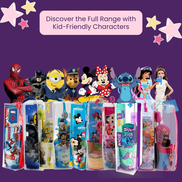 Disney Stitch Kids Toothbrush Set - Soft-Bristle Toothbrush with Suction Cup & Protective Cap, Mint-Flavoured Toothpaste, and Multi-Purpose Beaker | Travel-Ready Oral Care Kit for Children Ages 3+