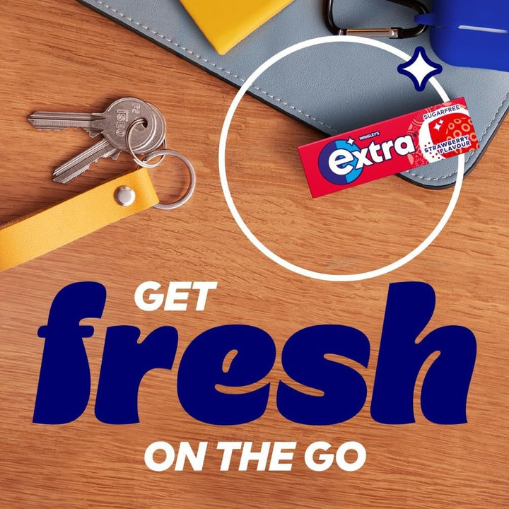 Wrigley'S Extra Chewing Gum, Strawberry Flavour, 5 Packs of 10 Pieces, Sugar Free Chewing Gum Multipack with Xylitol (50 Pieces)