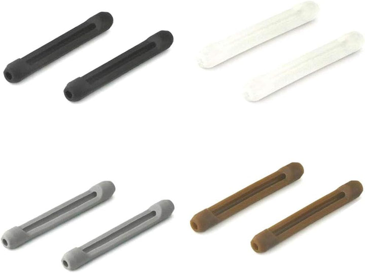 4 Pairs Eyeglasses Temple Tips Sleeve Retainer, Soft Silicone Anti-Slip Elastic Comfort Glasses Retainers, for Spectacle Sunglasses Reading Glasses Eyewear (Random Color) (Black,Clear,Grey,Brown)1