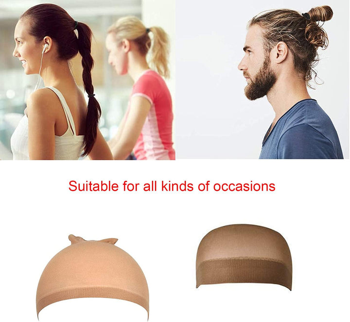 Wig Caps, Stocking Ultra Thin - 6 Pieces, Breathable, Sweat Absorber & Stretchable Light Brown Caps for Women, One Size Fits All