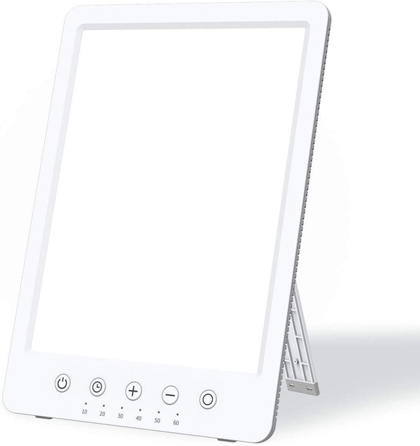 Sun Lamp 10000 Lux LED Energy Therapy White Warm Light with 7 Timer and 10 Adjustable Brightness and with Memory Function and 2 Flexible Placement. (White)