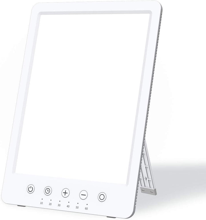 Sun Lamp 10000 Lux LED Energy Therapy White Warm Light with 7 Timer and 10 Adjustable Brightness and with Memory Function and 2 Flexible Placement. (White)