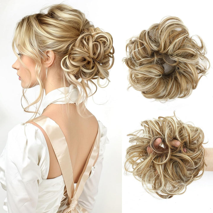 Messy Bun Hair Piece for Women,Curly Wavy Hair Scrunchies Bun Extensions Hairpieces,Synthetic Hair Chignons Accessories Updo for Girls(18/22#,35G)