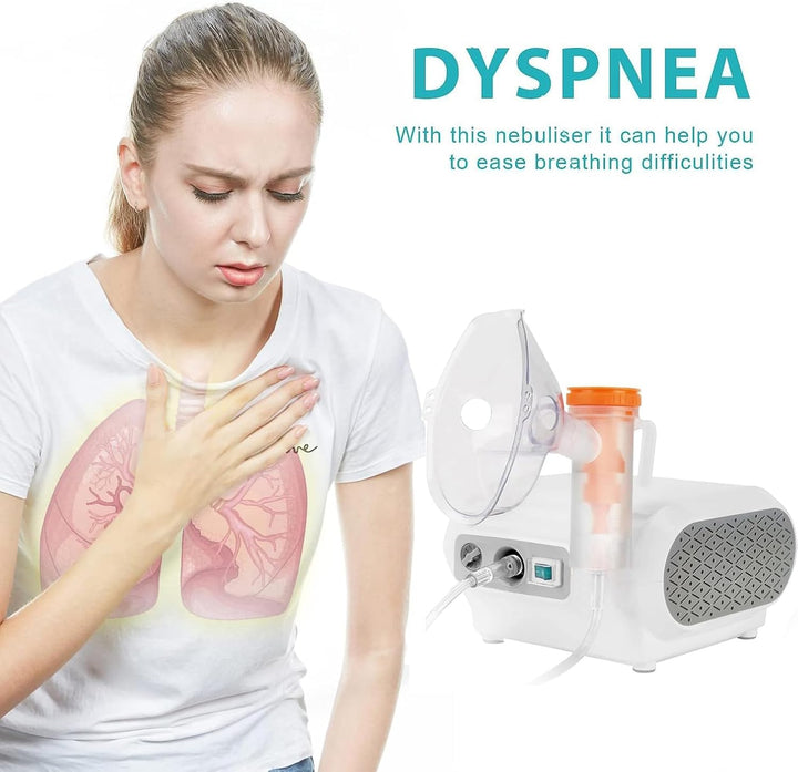 Compact Compressor Household Nebuliser Machine for Adults & Kids, Strong Mist Portable Home-Use Nebulizer (White)