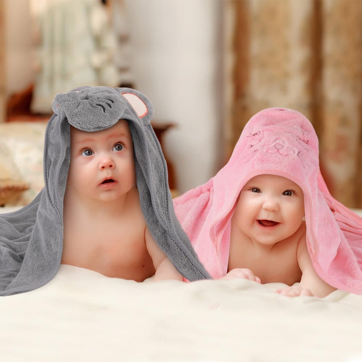 Baby Towels with Hood, Baby Bath Towels, 80X80Cm Soft and Absorbent Large Baby Bath Towel for Newborn and Infant, Toddler Bath Towel for Boys and Girls (Pink)