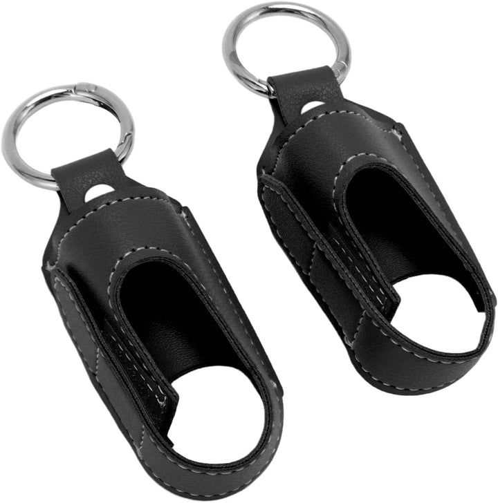 2Pcs PU Leather Asthma Inhaler Holder,Portable Asthma Inhaler Holder Case with Clip,For Home Work or Travel (Black)
