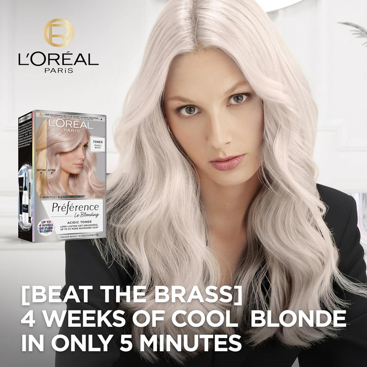 Preference Le Blonding Acidic Toner Pearly Boost: Post-Bleach Treatment for Long-Lasting Anti-Brassiness and Luminous Results. Neutralise Unwanted Yellow Tones for a Beautiful Pearly Blonde Finish.