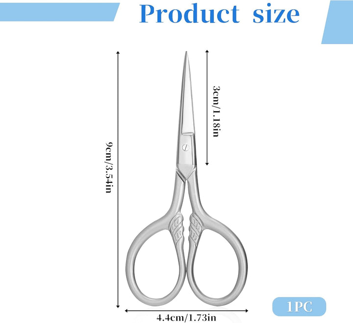 Small Nose Hair Scissors, Facial Hair Mini Grooming Scissors for Men Women, Stainless Steel Trimming Pointed Scissor for Eyebrows, for Facial Hair, Eyebrow, Eyelash, Beard, Moustache, 3.5Inch